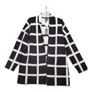 J'envie/Eli NY Reversible Window Pane Black White Cardigan Women's Size XL NWT‎